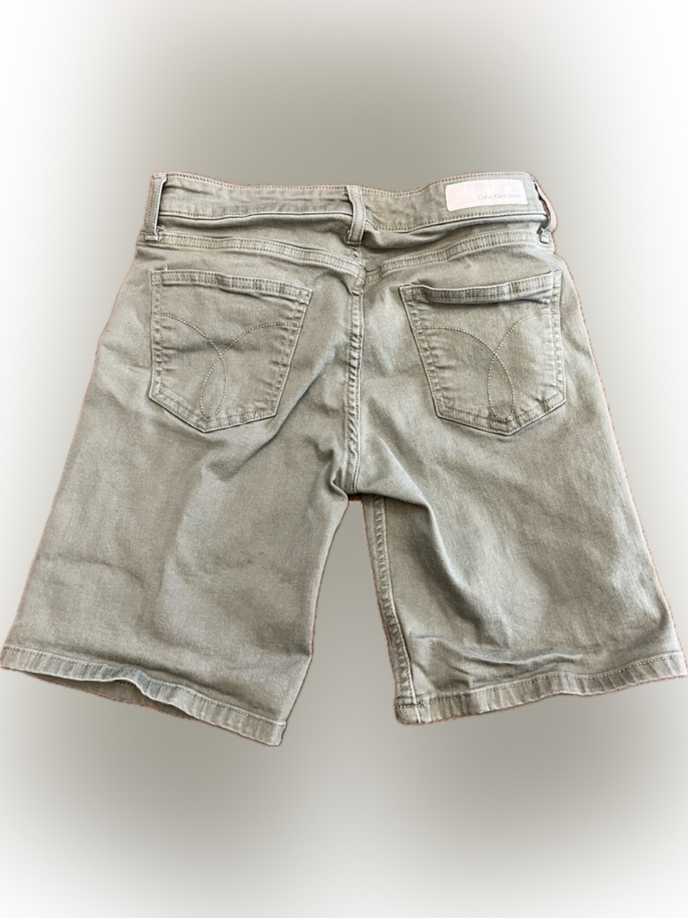 Calvin Klein Jeans Womens Khaki Bermuda Denim Shorts Size 28 Stretch 5 Pocket
